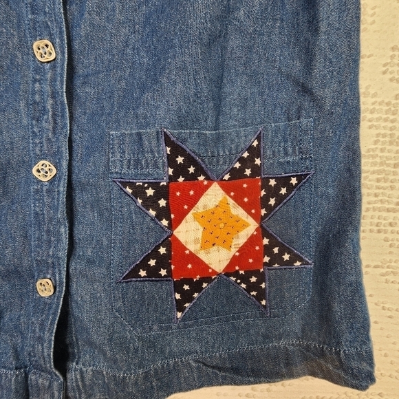 Vintage Take Two Red White and Blue July 4th Button Front Denim Vest Size Medium - Picture 7 of 11